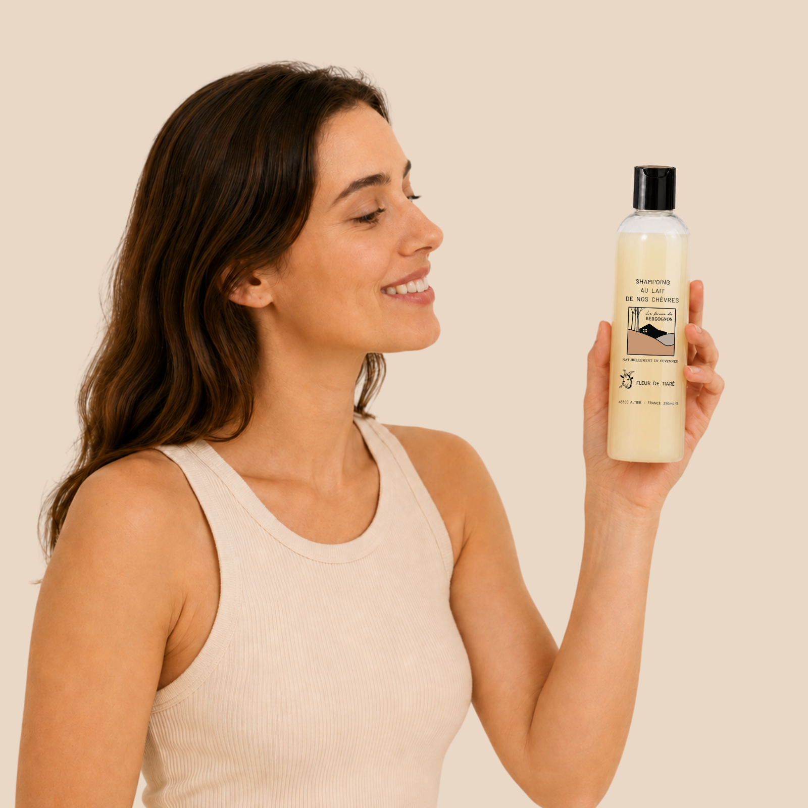 Shampoing liquide au lait de chèvre – Fleur de Tiaré