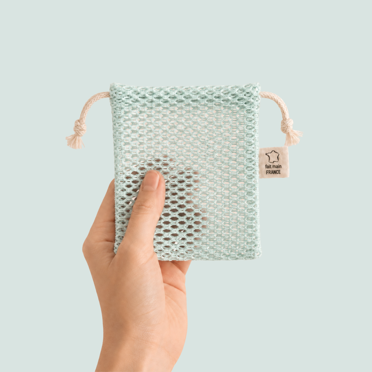 Pochette à savon filet en coton bio - 3 coloris