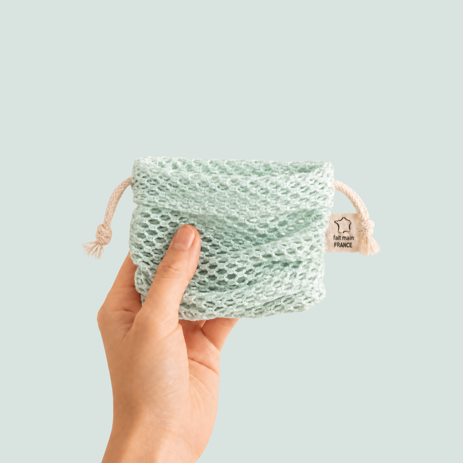 Pochette à savon filet en coton bio - 3 coloris