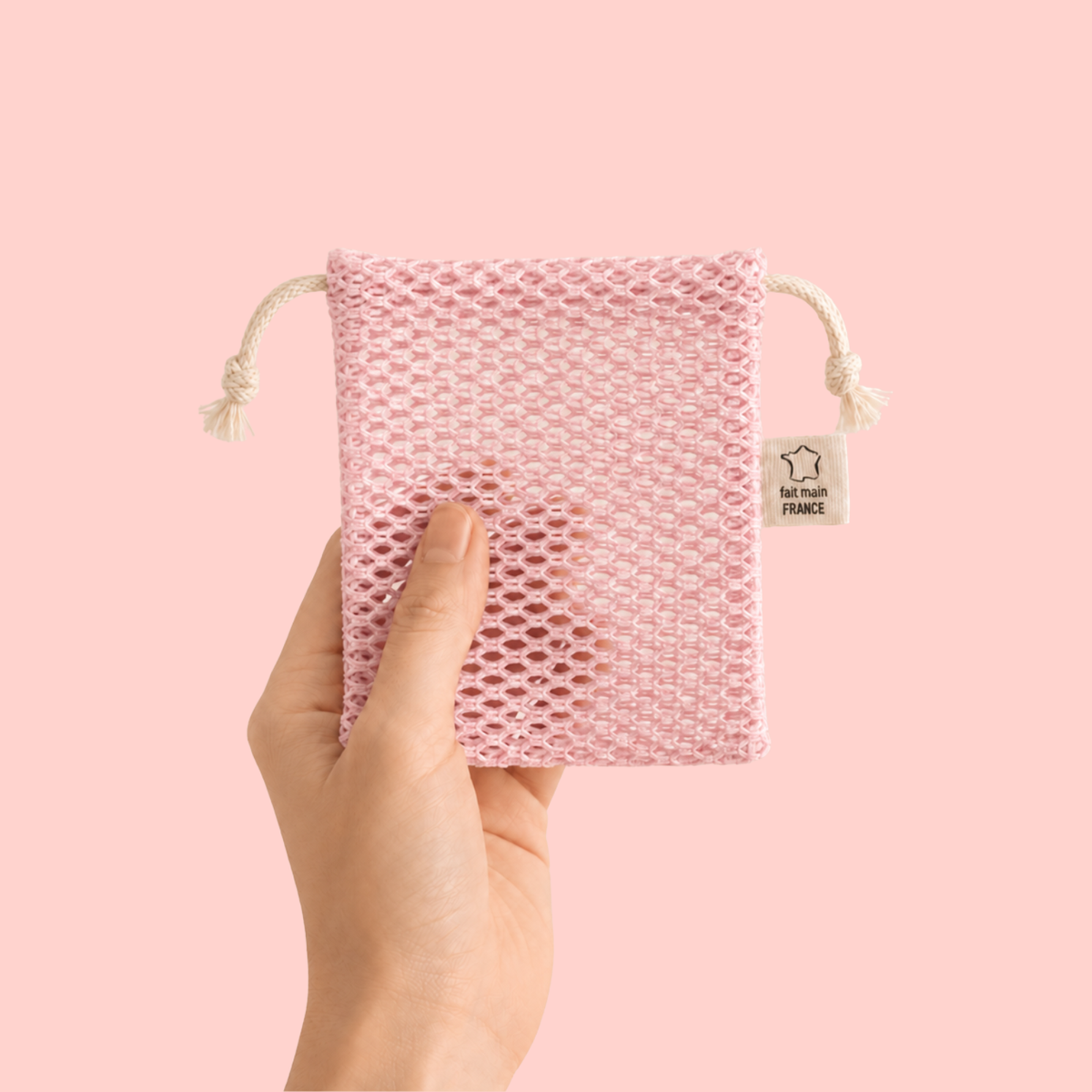 Pochette à savon filet en coton bio - 3 coloris