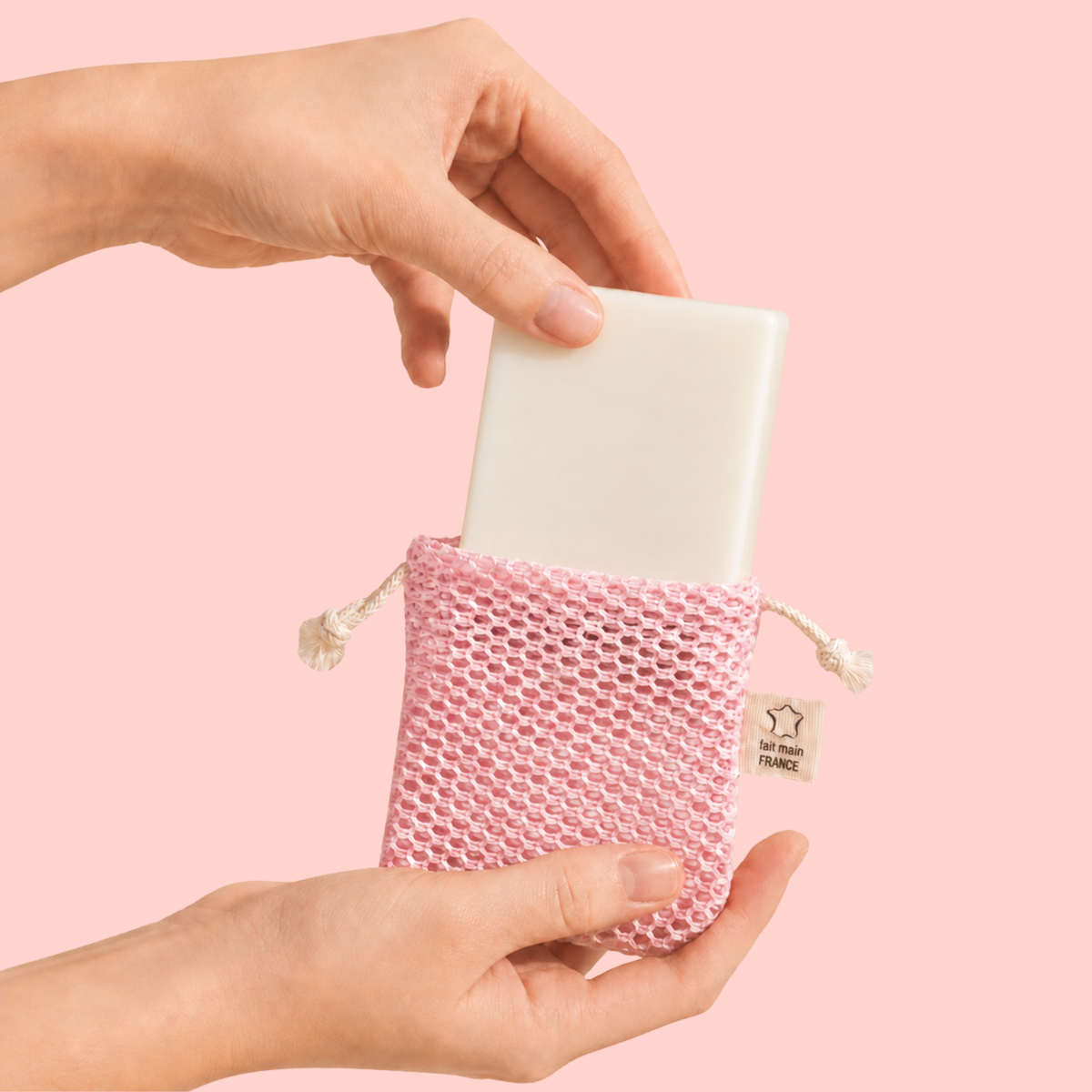 Pochette à savon filet en coton bio - 3 coloris