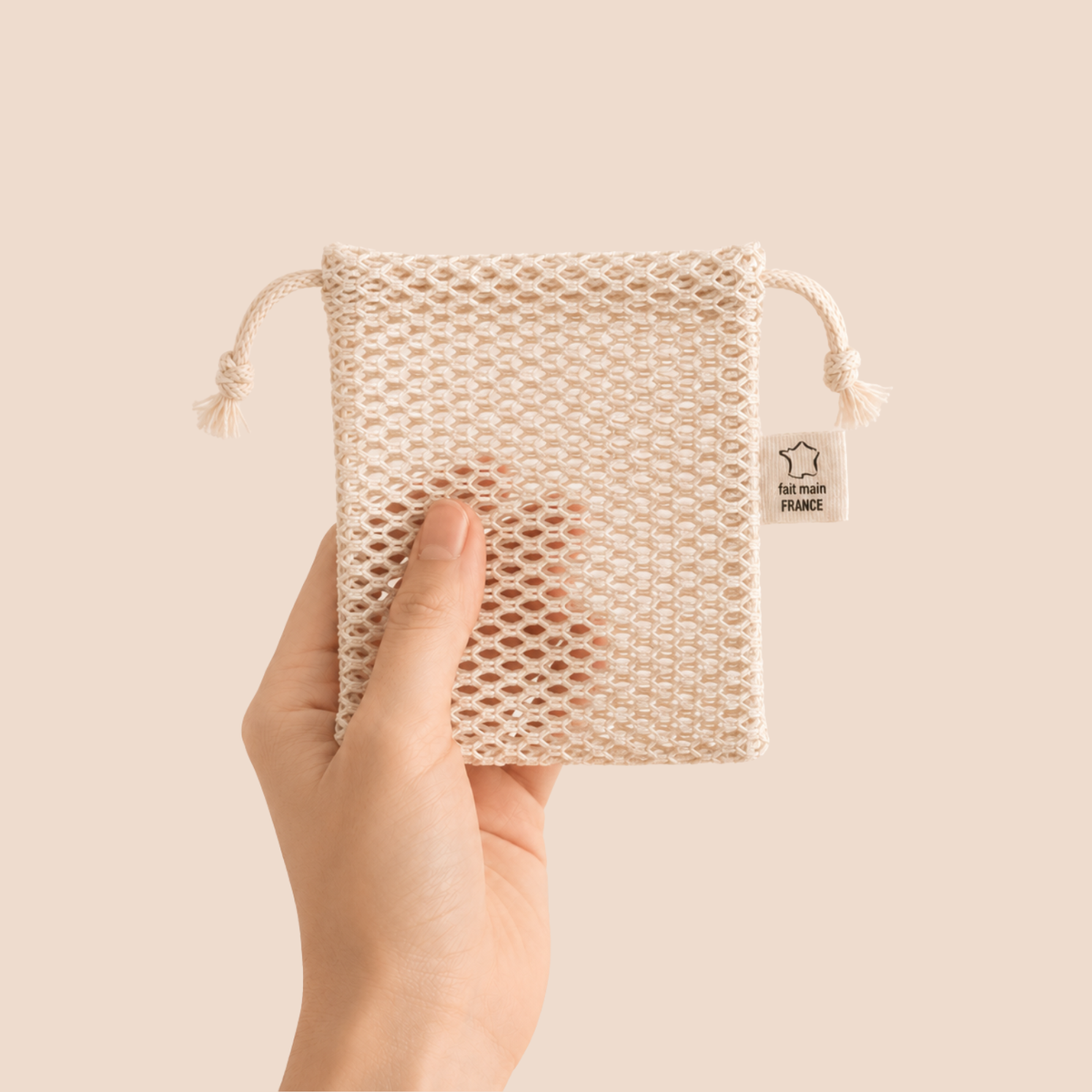 Pochette à savon filet en coton bio - 3 coloris