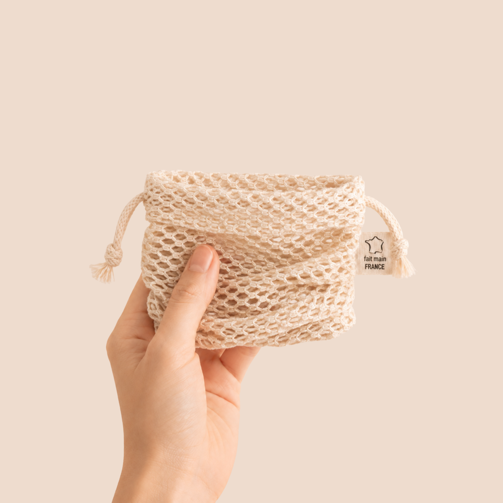 Pochette à savon filet en coton bio - 3 coloris