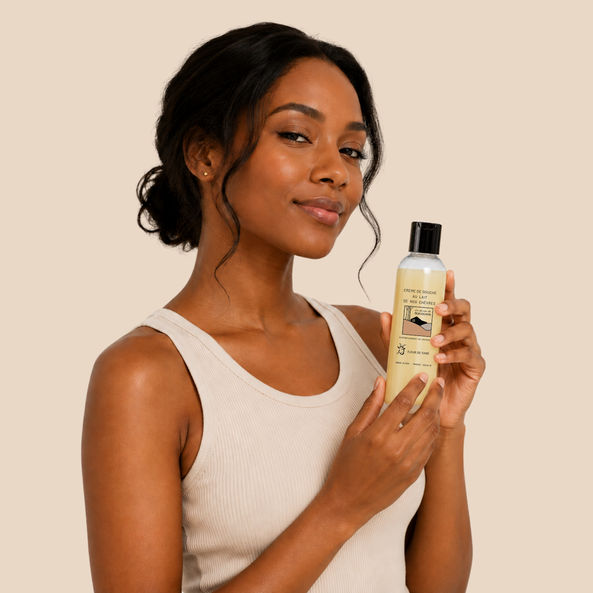 Crème de douche au lait de chèvre – Fleur de tiaré